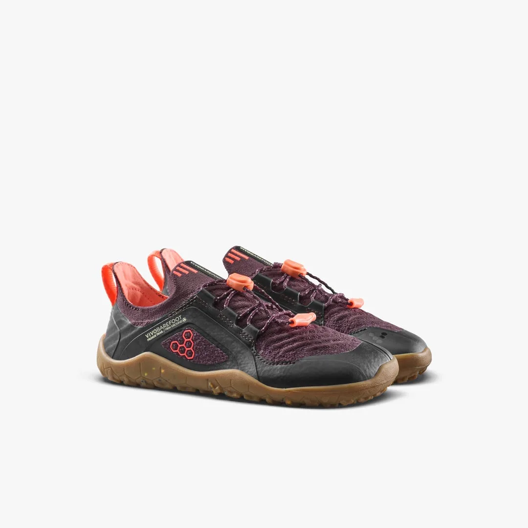 Кроссовки Vivobarefoot Primus Trail Knit FG — детская модель, тёмно-фиолетовый с красным, фото 4