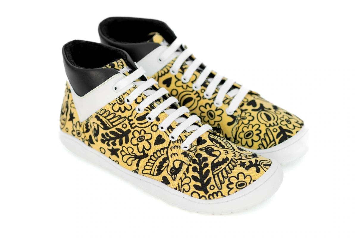 Босоногие ботинки Sambas the bambas Original Sol — жёлтые с рисунком, фото 3